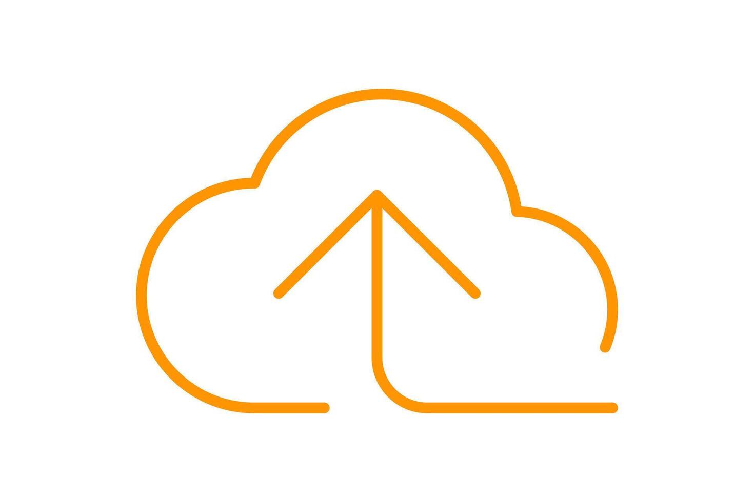 cloud and arrow symbol for icon with line thin, simple line arrow up orange cloud, icons add data to cloud for ui ux website or mobile application, cloud of upload download, element of storage network vector