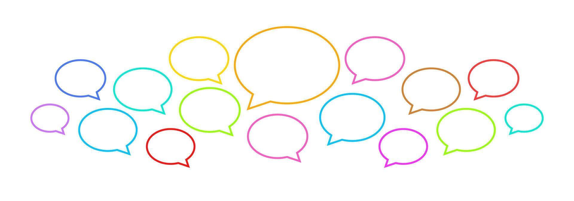 speech bubble ellipse many isolated on white, balloon message icon for chat and talk speak vector