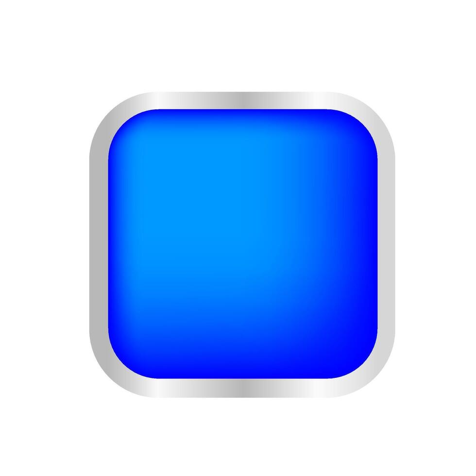 button square shape blue for buttons games play isolated on white, blue modern buttons simple and convex, square button blue flat style icon sign for applications, buttons square vector