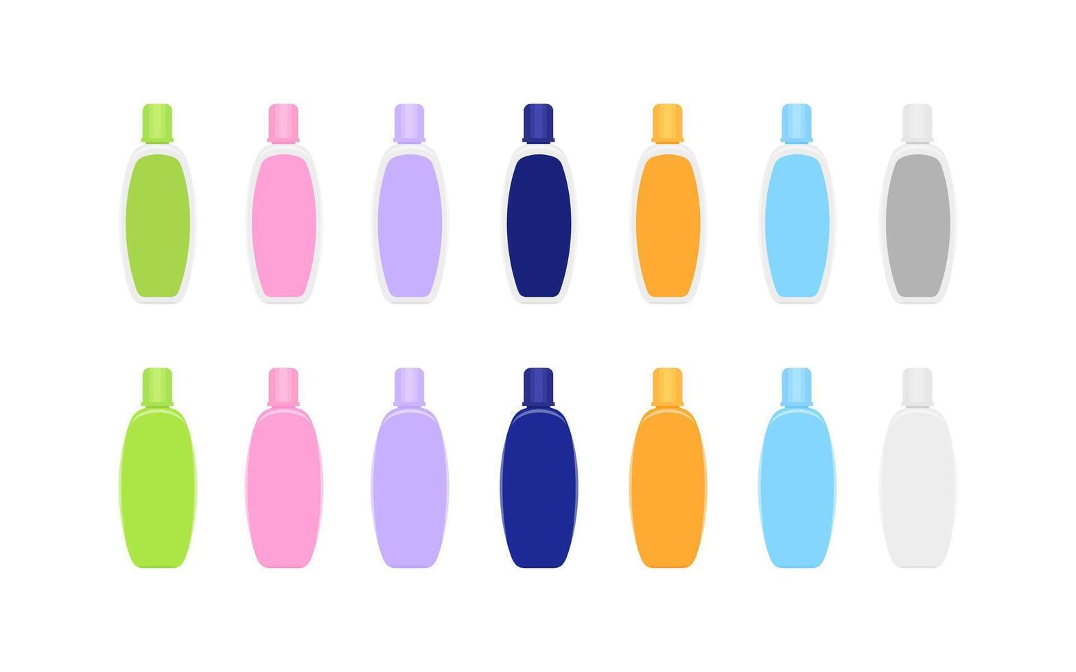 mock-up bottle plastic packaging isolated on white, bottle collection of cosmetic container design, template blank bottle for label graphic, empty bottle for lotion, cream or soap gel product vector