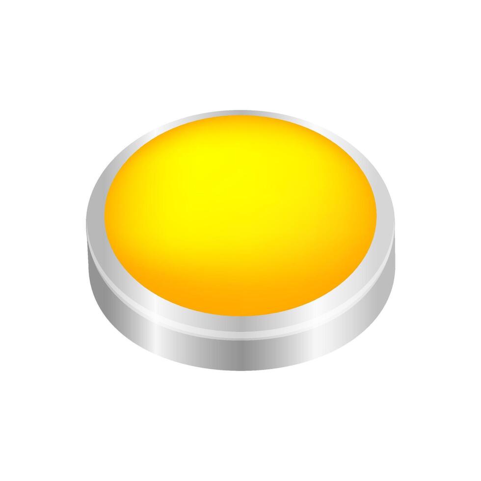 button circle shape yellow for buttons games play isolated on white, yellow modern buttons simple and convex, sphere button yellow flat style icon sign for applications, button round shape vector