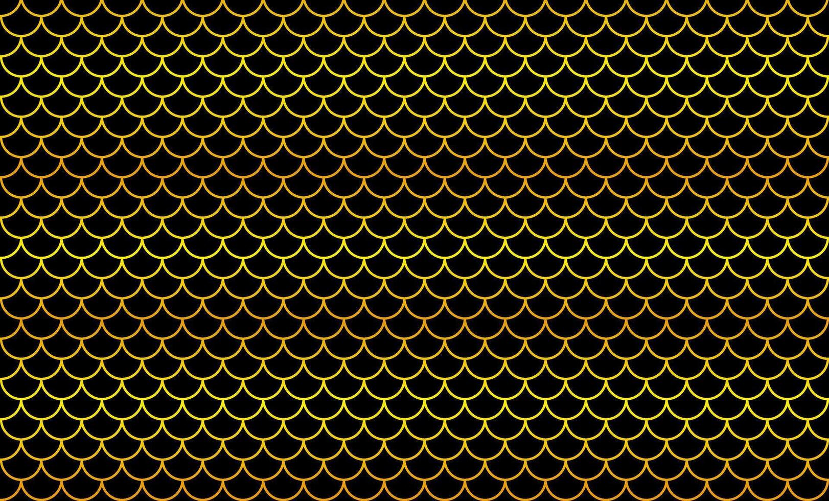 mermaid golden pattern, fish scale pattern golden art line on black background, mermaid tail pattern golden line art for decoration vector