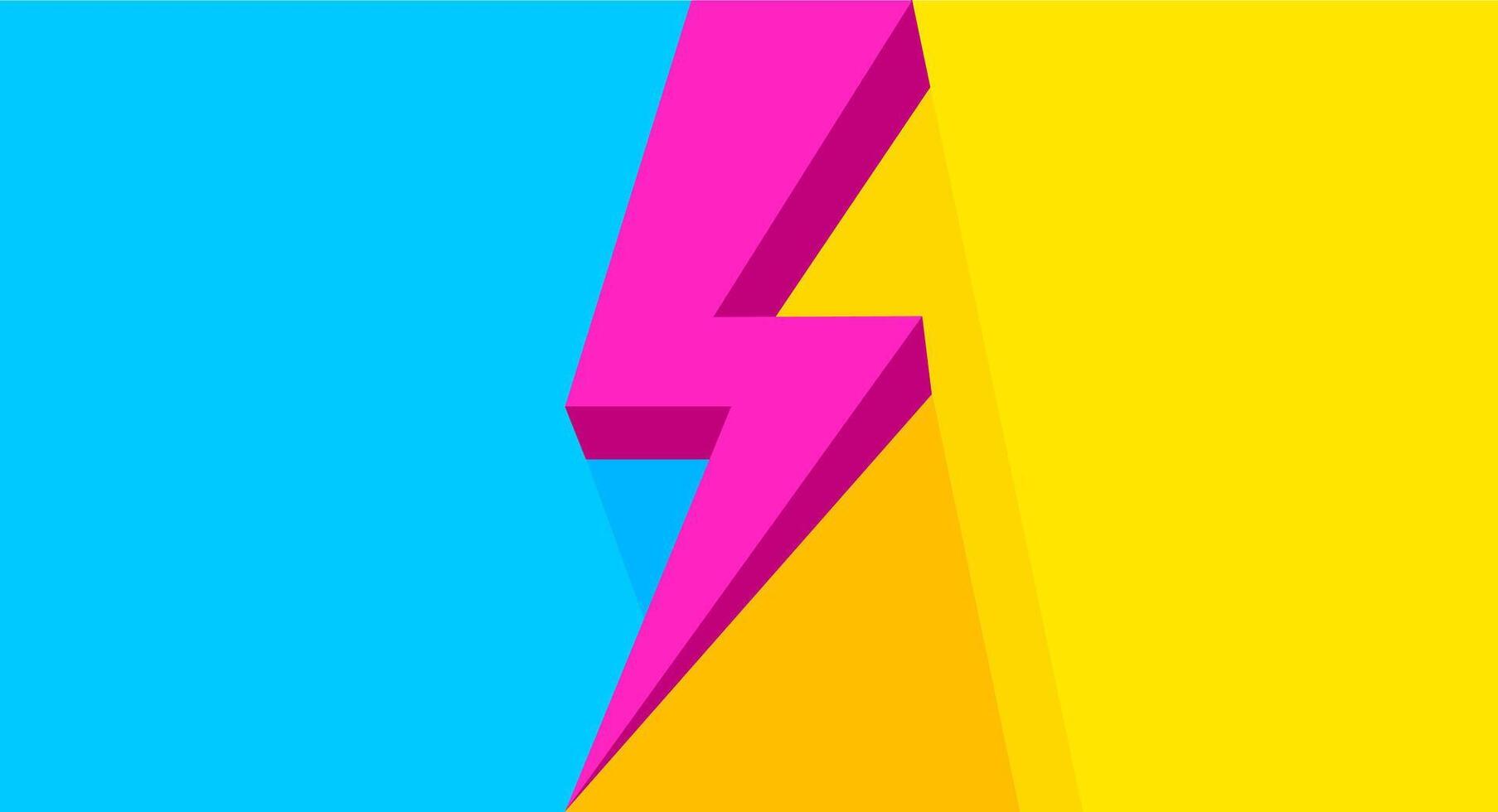 pink thunder on yellow blue bright for banner copy space, flash sales graphic template for vs concept ad, thunderstorm symbol for advertising compare, icon shock arrow for flash sales banner promotion vector