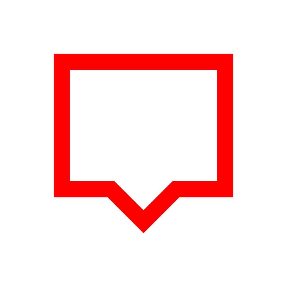 red speech bubble sign isolated on white, bubble speak icon trendy flat design, simple square dialog message for icon, speech bubble square red for button, text box for comment symbol vector
