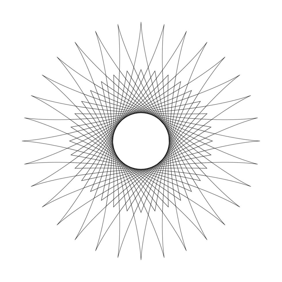 line star shape swirl isolated on white background, radius art lines star swirl and cycle wave, optical line wave twirl black circle, dynamic motion curve of lines flowing wave, lines wave shape star vector