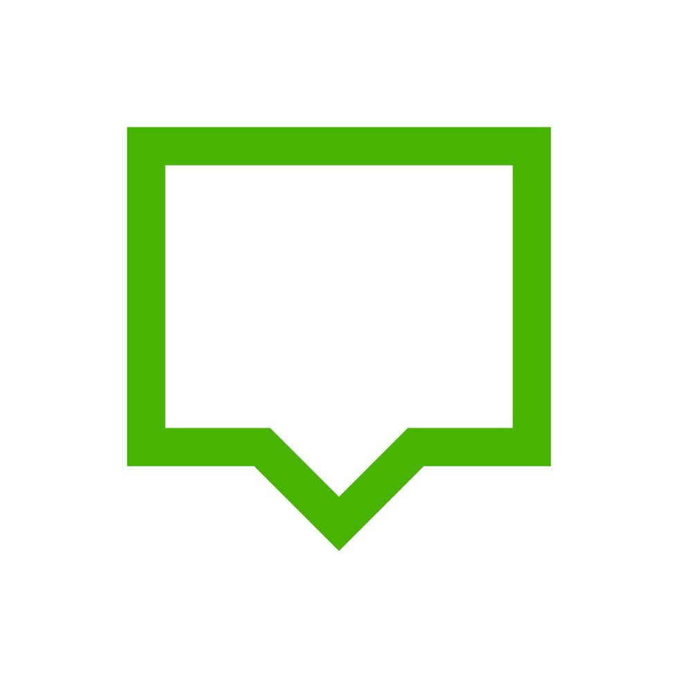 green speech bubble sign isolated on white, bubble speak icon trendy flat design, simple square dialog message for icon, speech bubble square green for button, text box for comment symbol vector