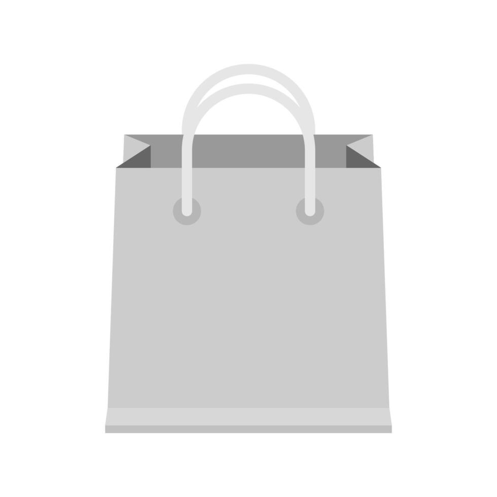 bag paper grey for icon isolated on white, cardboard gray handle bag for retail container, clip art packaging bag white grey color, paper bag blank vector