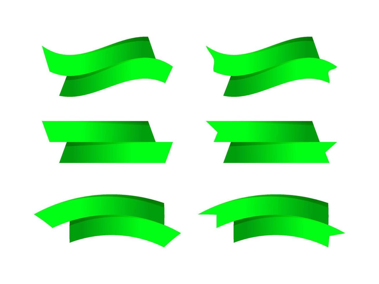 ribbon bow green stripe shape isolated on white, ribbon tag set for element graphic design, ribbon line green for label copy space text, border tape curl ribbon green shaped, label tape green vector
