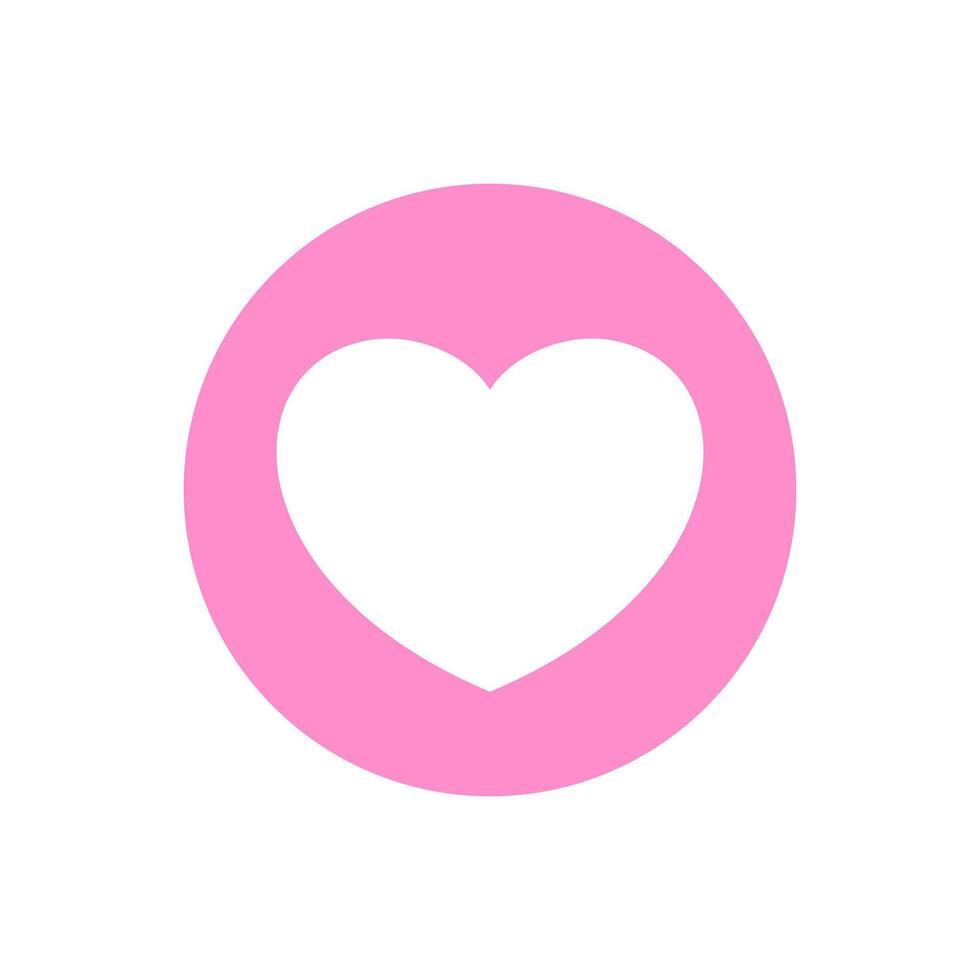 heart shape icon simple in circle pink, heart symbol for button graphic, passion or romantic icon, heart shape element sign for valentine's day and wedding card, happy love symbol isolated on white vector