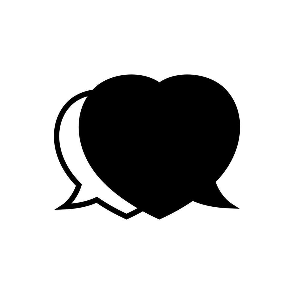 speech bubble heart shape black isolated on white, dialog heart for graphic chat talk sign vector