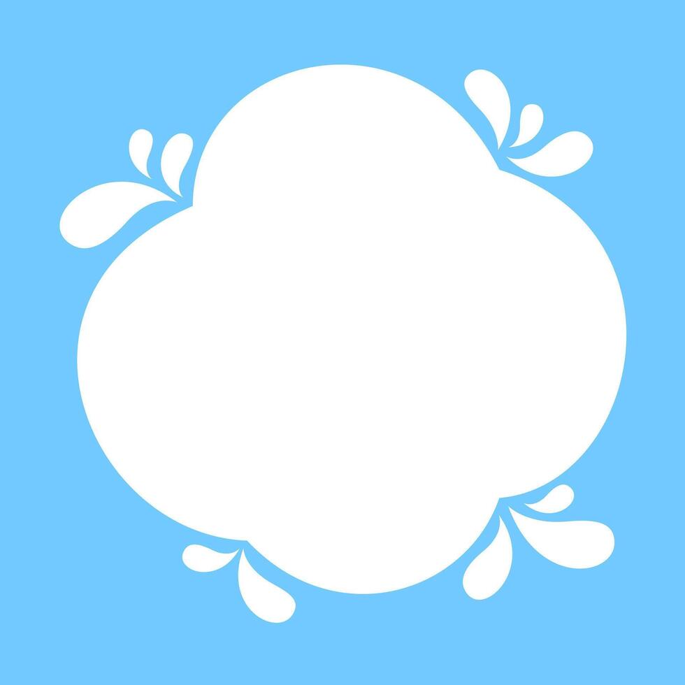milk blob shape on light blue soft for banner copy space, aqua background, white milk blob splash on pastel blue, water blobs droplet wave shape for banner vector