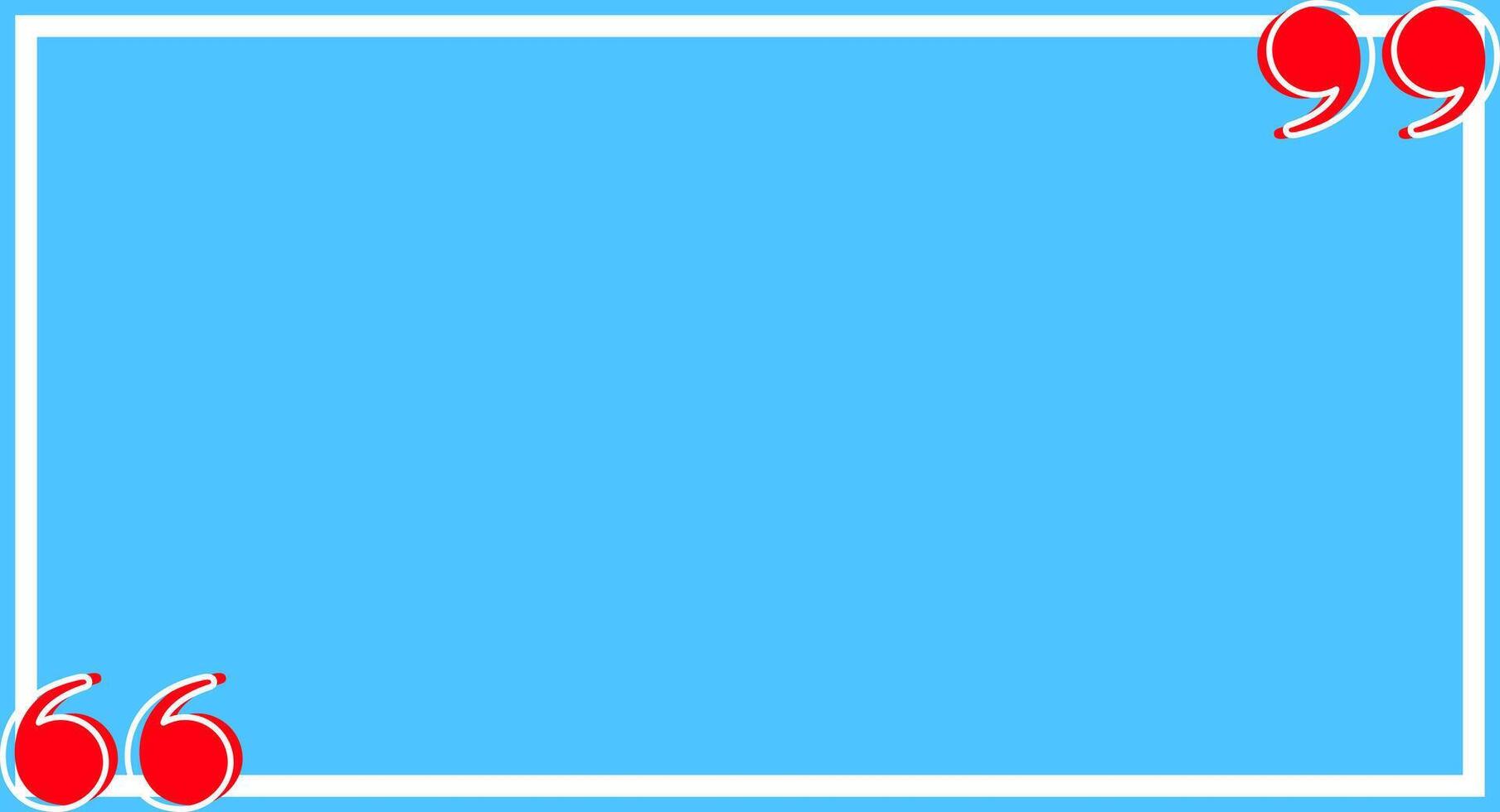 Printbanner frame blue with red quotation symbol, quote box frame simple and cute, quote boxes for template design text info, speech bubble square frame and bracket red for a copy space, commas frame vector