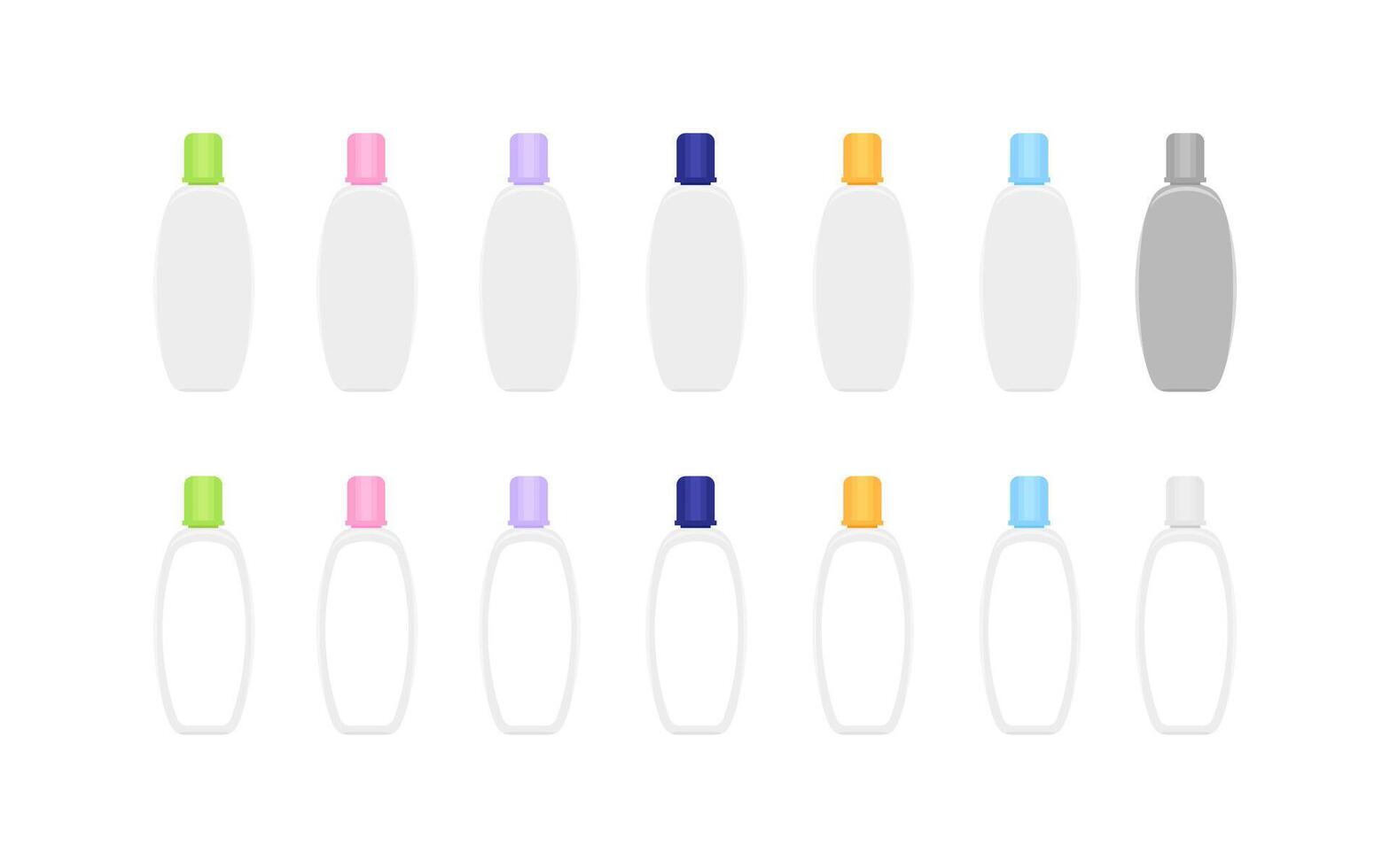 mock-up bottle plastic packaging isolated on white, bottle collection of cosmetic container design, template blank bottle for label graphic, empty bottle for lotion, cream, soap gel products vector