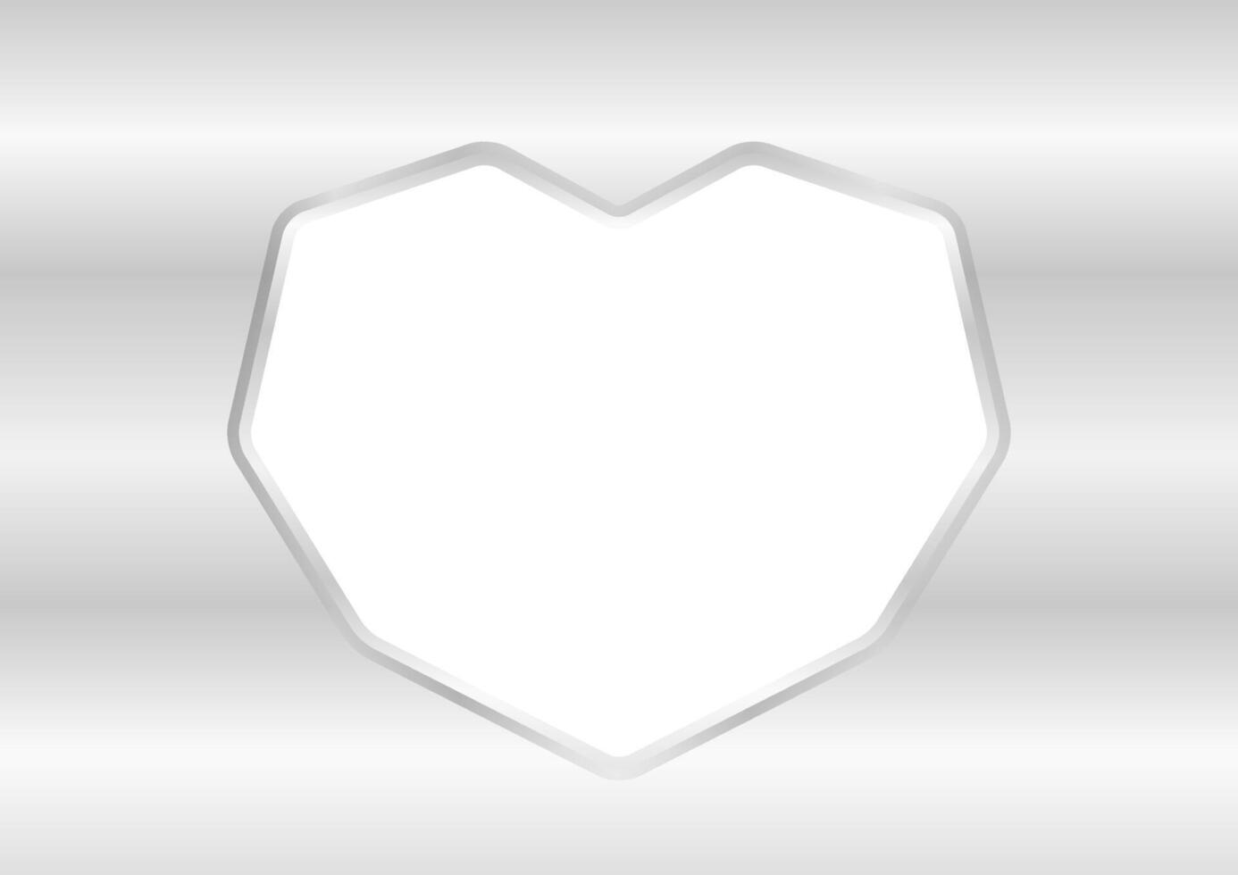 heart shape white on silver background, white frame shaped heart on silver texture for greeting card paper, luxury heart shape for decoration valentine graphic, cute heart shape for copy space vector