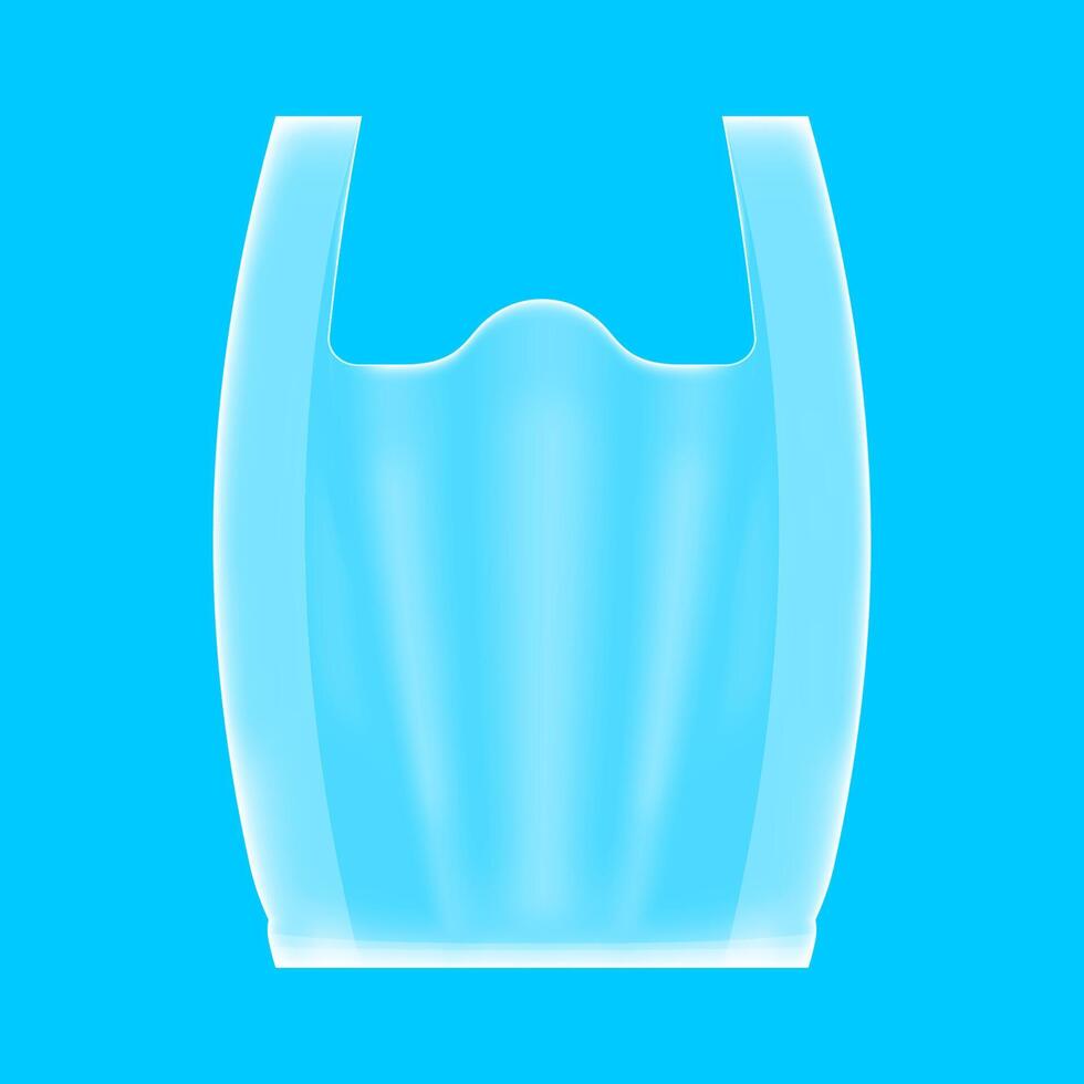 bag plastic clear isolated on blue color, clear plastic bag for clip art, plastic handle bag transparent, illustration flat bag plastic clear and a transparent vector