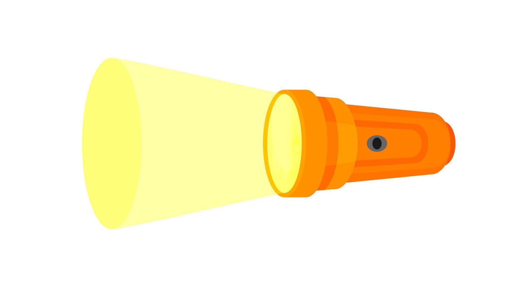 flashlight icon, clip art flashlight and beam, flat icon of orange flashlight cute, illustration flashlight orange color vector