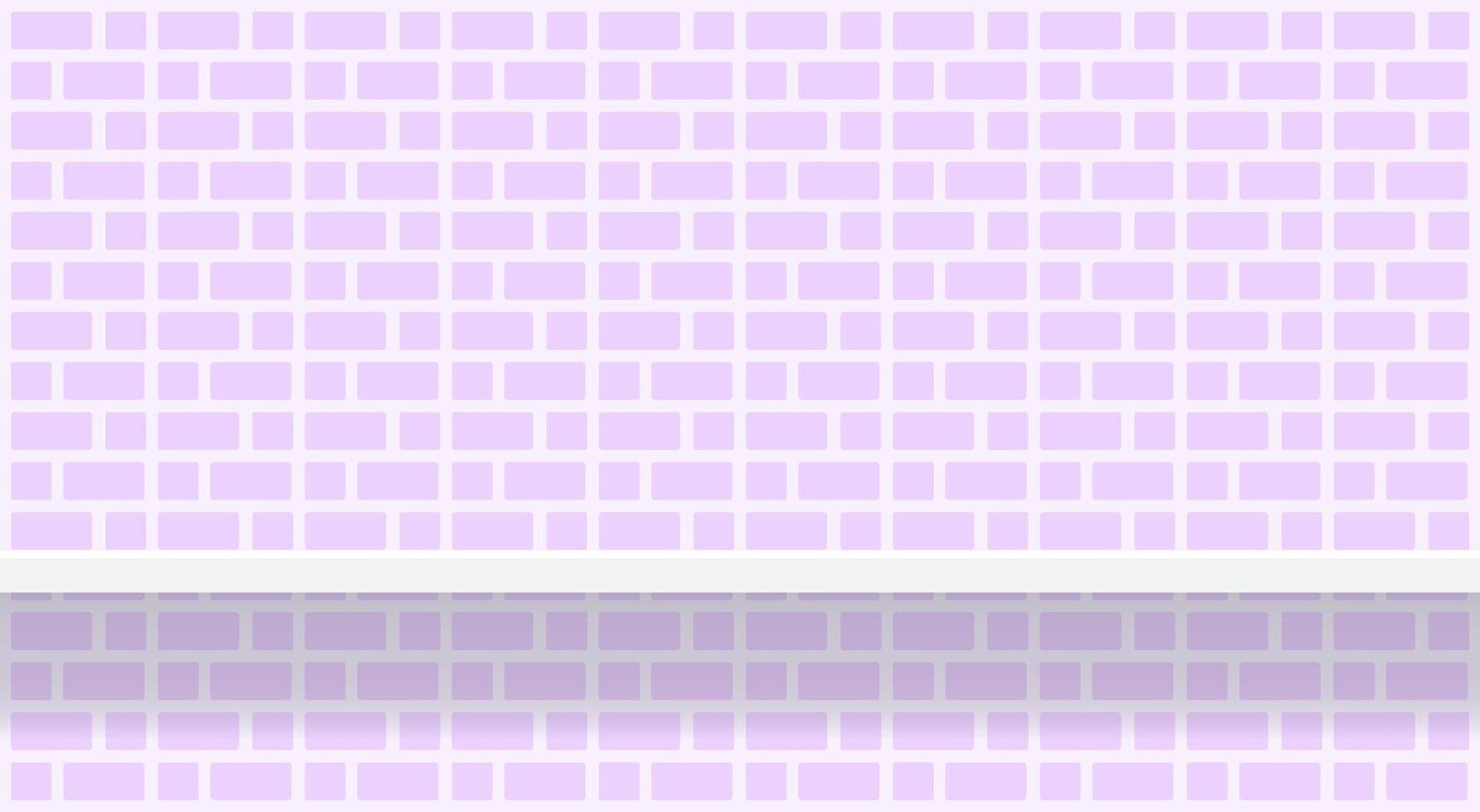 purple soft brick wall pattern with shelf for background, modern pastel purple wall brick pattern for decoration architecture, brick tile wall and plank shelf, brick tiled grid of toilet wall vector