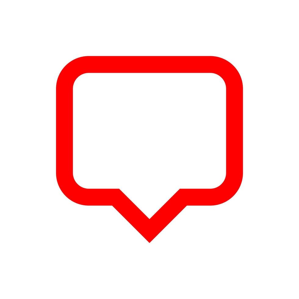 red speech bubble sign isolated on white, bubble speak icon trendy flat design, simple square dialog message for icon, speech bubble square red for button, text box for a comment symbol vector