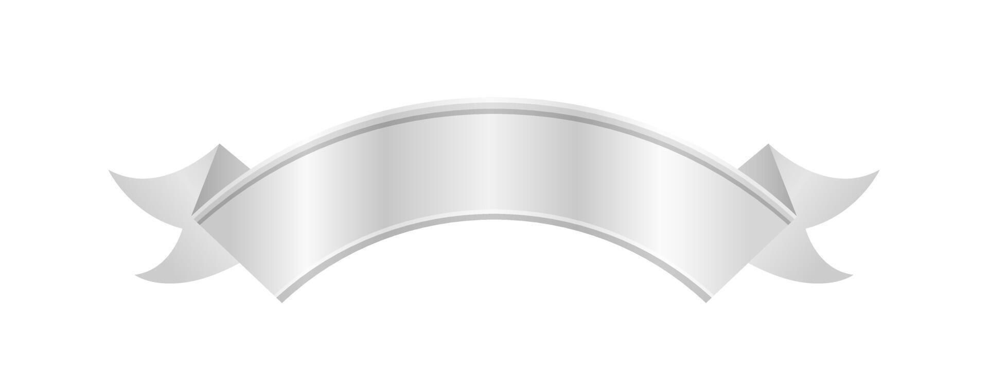ribbon silver isolated on white, circle ribbon silver luxury for laurel wreath decoration, ribbon frame silver for ornament royal king crown or queen, ribbons and copy space text vector