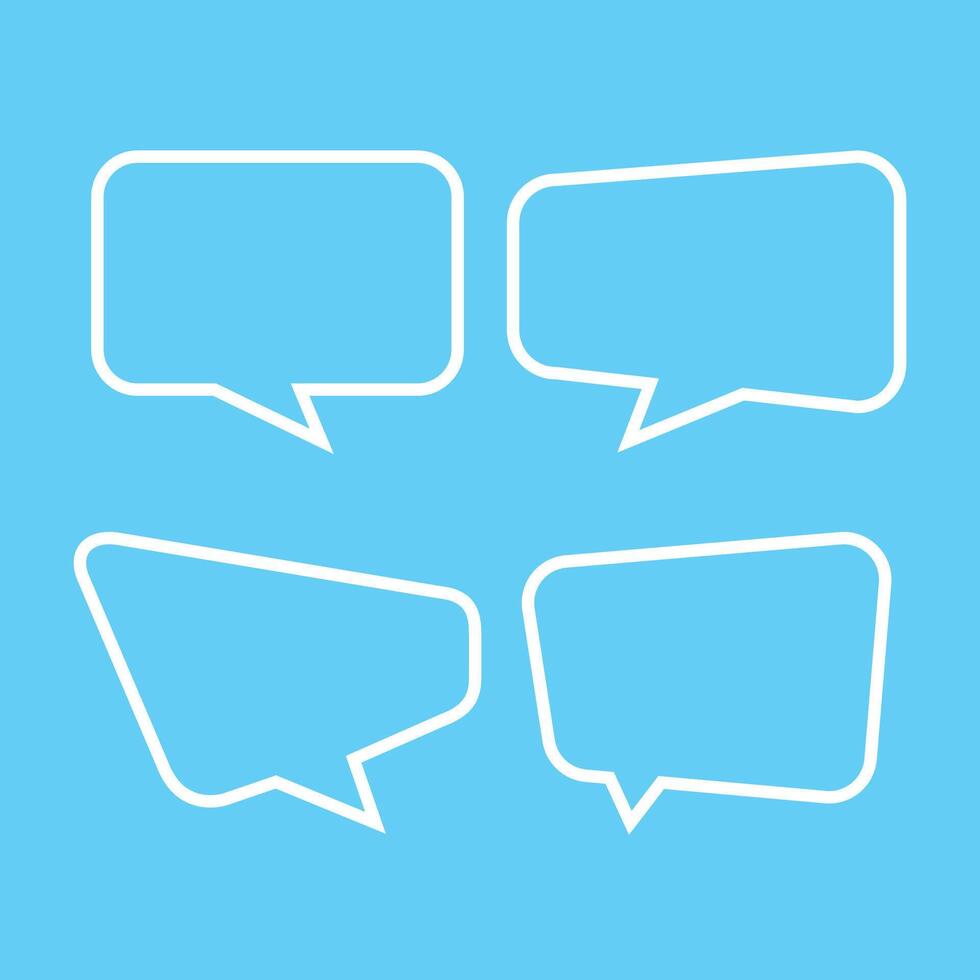 white speech bubble isolated on light blue, speech balloon square sign for communication symbol vector