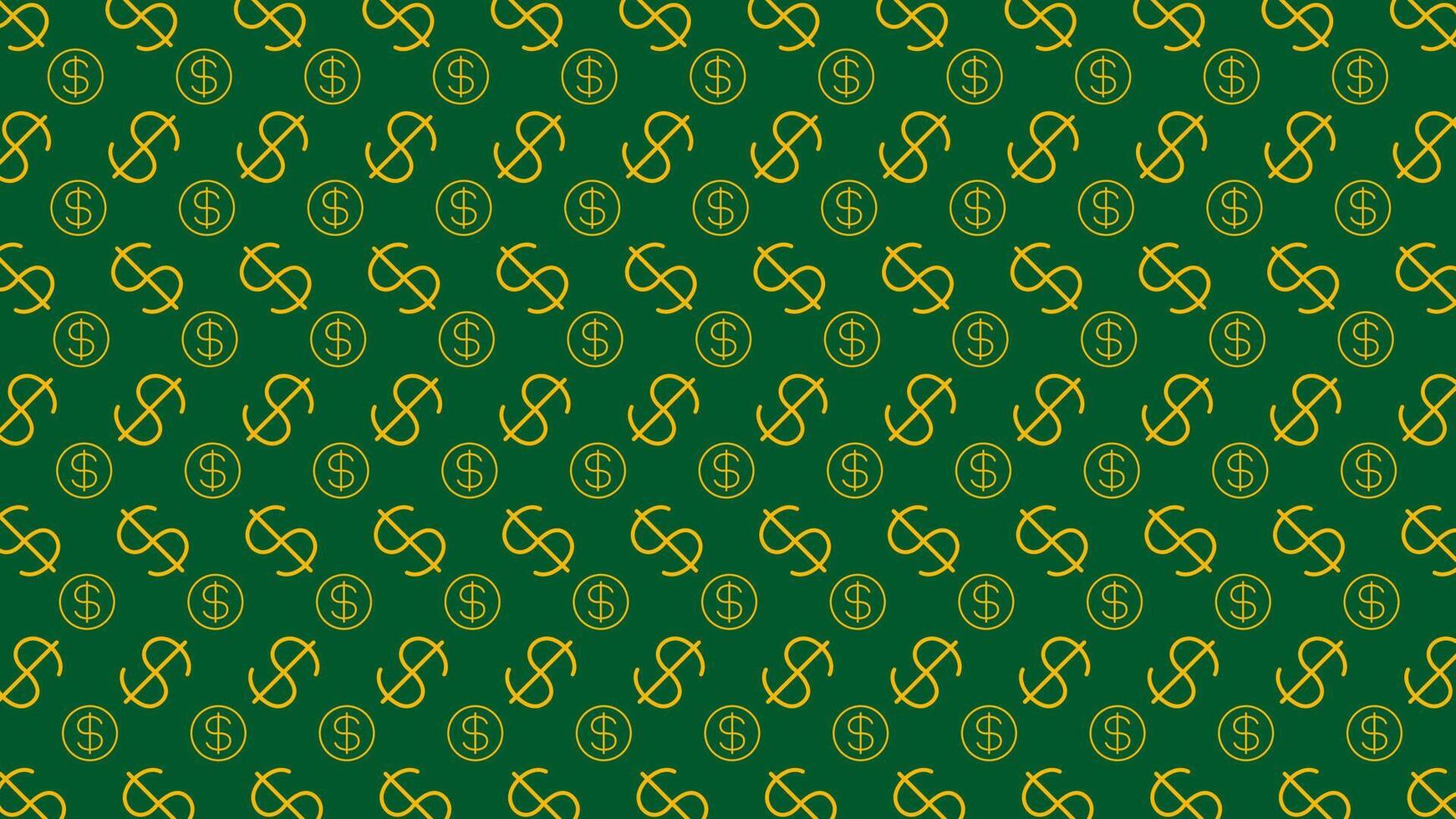 Dollar money sign pattern on green background, USD dollar currency symbol for wallpaper, dollar pattern for fabric print vector