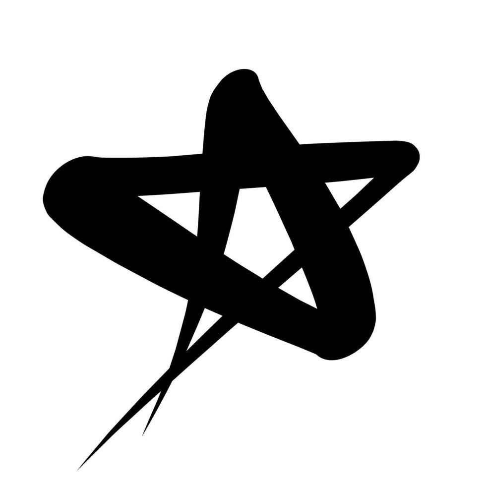 star shape art line isolated on white background, hand drawn star cartoon style, star doodle art easy, simple draw star doodle black for flat graphics decoration vector