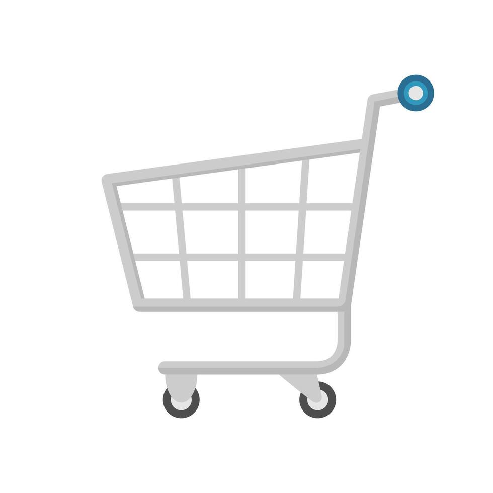 icon cart for shopping online isolated on white, illustration basket for purchase in online shop, trolley cart symbol for e-commerce, clip art cart simple flat graphic vector