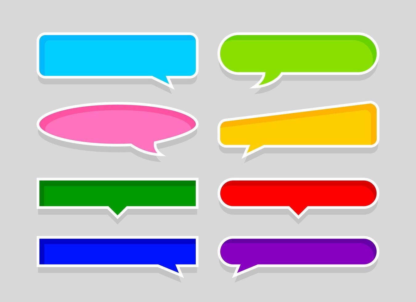 speech bubble horizontal colorful isolated on grey, many horizontal frame speech bubble shape, dialog box balloon for text title colorful, discussion chat symbol for banner, various balloon for talk vector