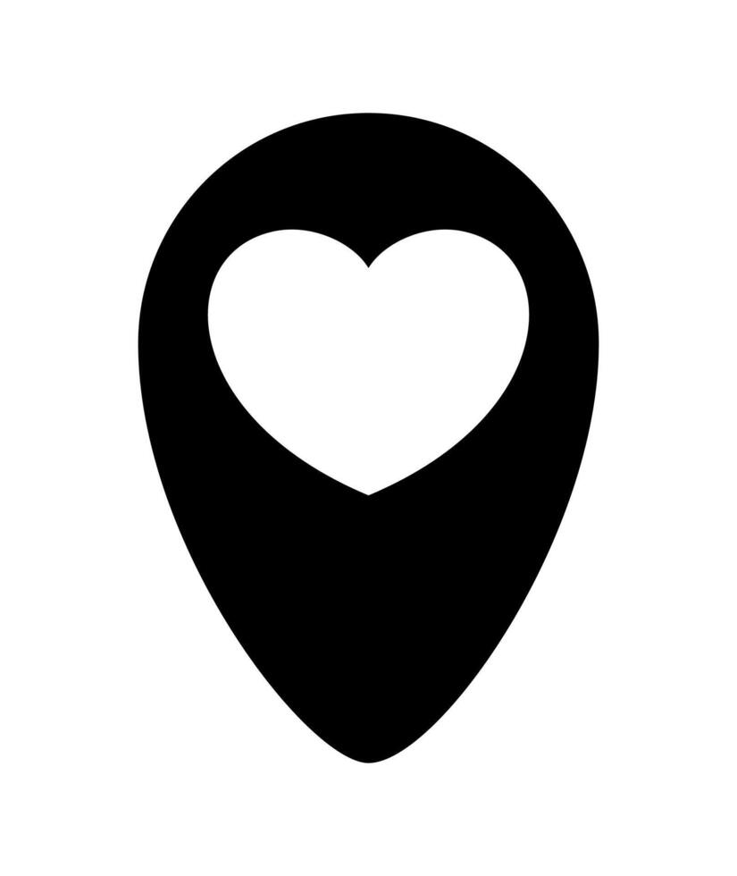 heart icon in black pin point on white, pointer white heart shape for position marker, cute heart simple with pin point symbol, pin pointer for love location place or direction idea vector