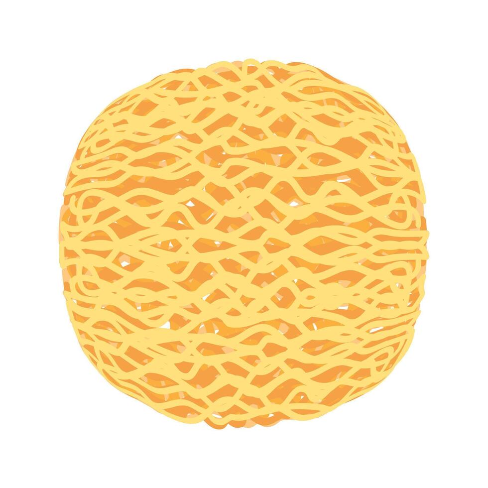 instant noodles round shape isolated on white, illustration ramen round or noodle for clip art, instant noodle round shape for fast food, ramen simple and flat drawing for icon infographics vector