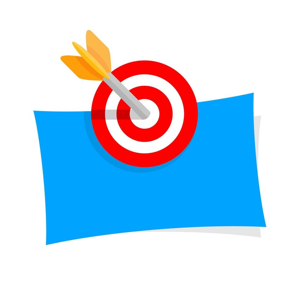 arrow and red aim on blue paper isolated on white background, for copy space text, business goal concept, arrow shooting in circle dart, aiming arrow for target and success idea vector
