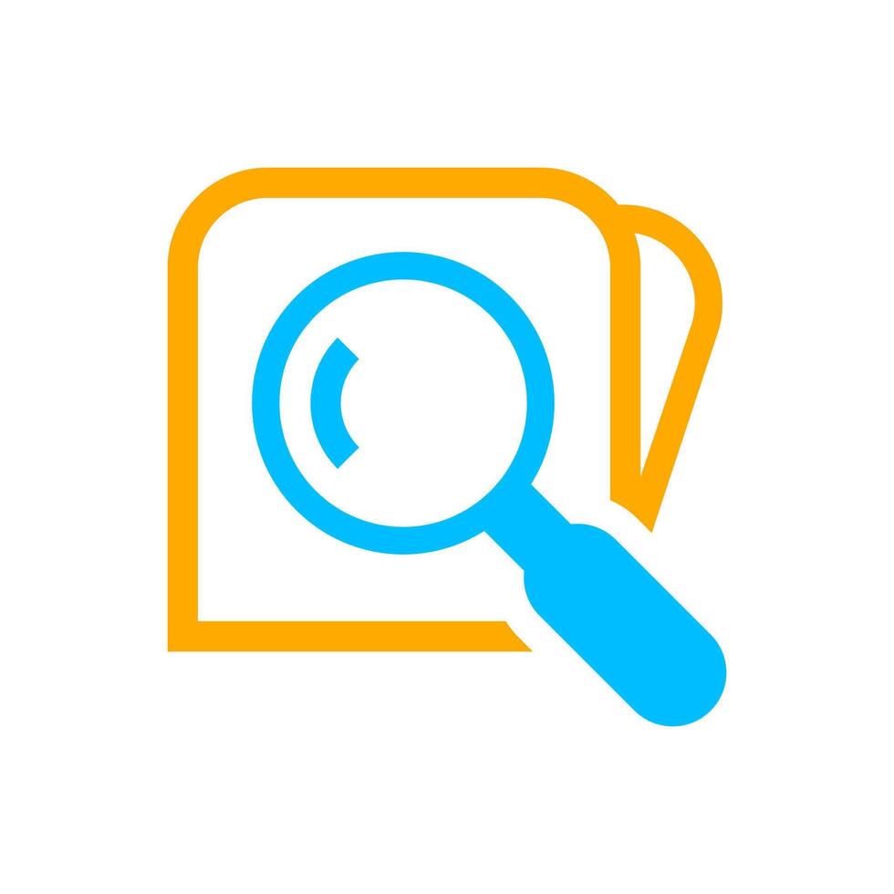 search icon isolated on white, magnifying glass search to file symbol, research icon, wallet flat simple with magnifying glass, research find icon for look or view, search button for exploration focus vector