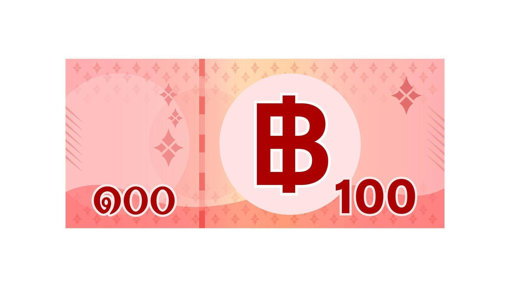 100 baht banknote money thai isolated on white, thai currency one hundred THB vector