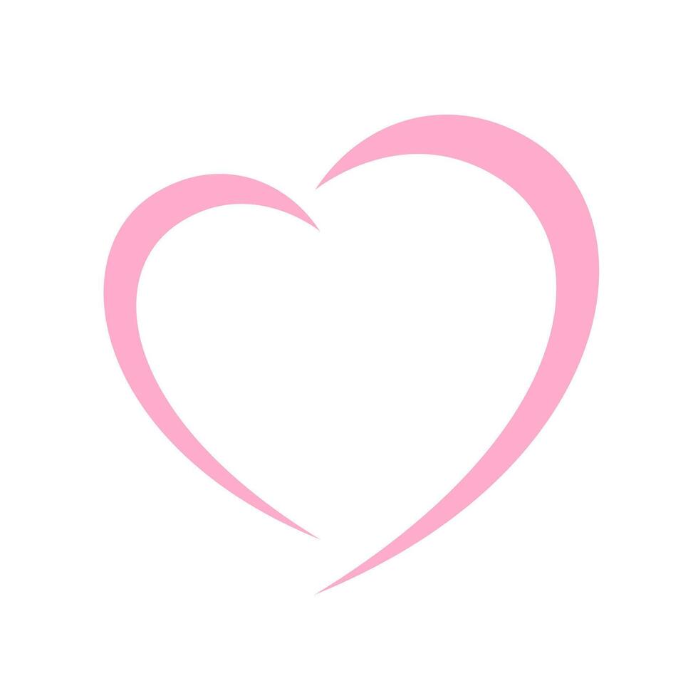 heart shape pastel pink isolated on white background, heart-shaped flat icon symbol, pink heart shape for decoration valentine's card, heart shape for logo graphics design vector