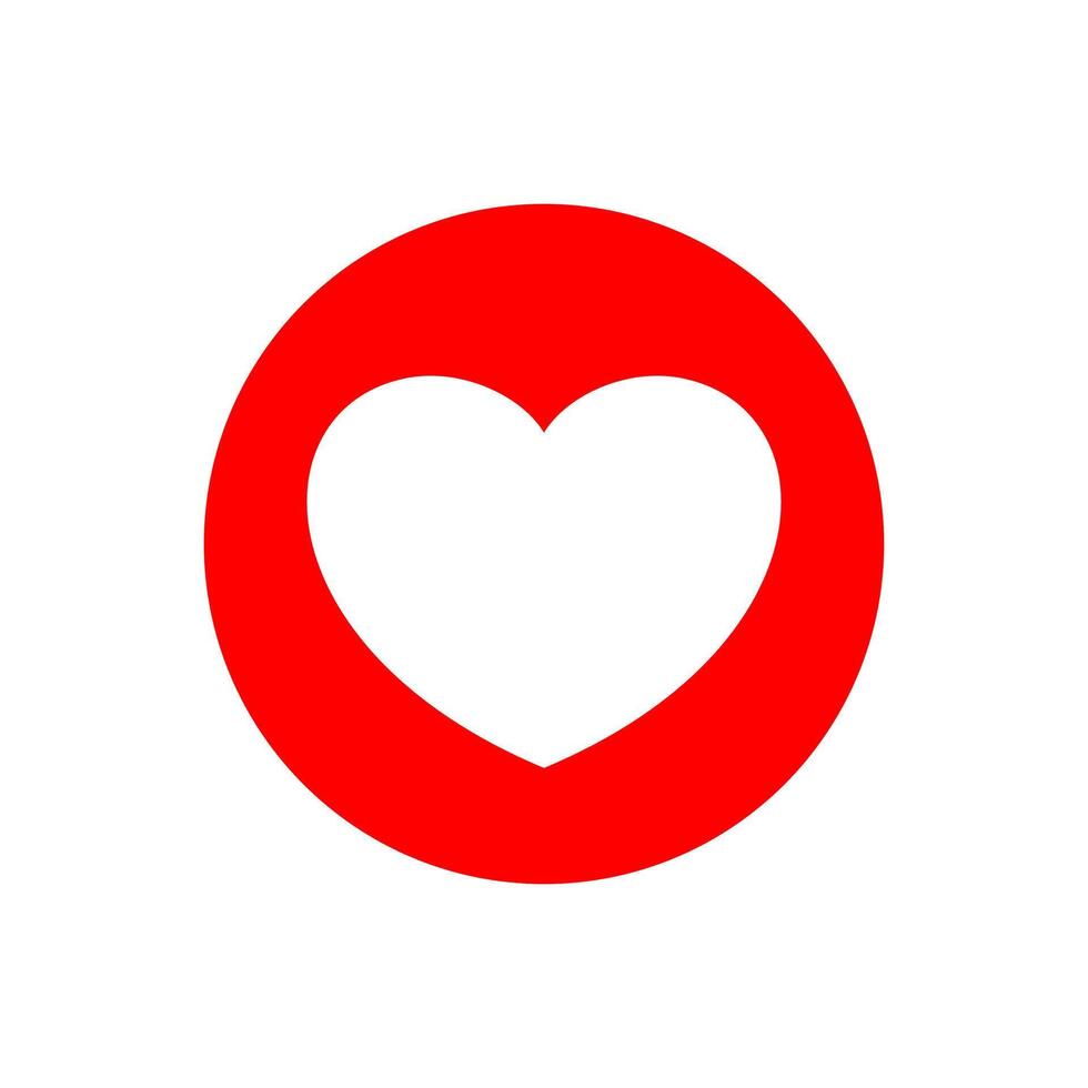 heart shape icon simple in circle red, heart symbol for button graphic, passion or romantic icon, heart shape element sign for valentine's day and wedding card, happy love symbol vector