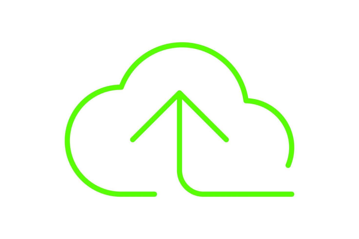 cloud and arrow symbol for icon with line thin, simple line arrow up green cloud, icons add data to cloud for ui ux website or mobile application, cloud for upload download, element of storage network vector