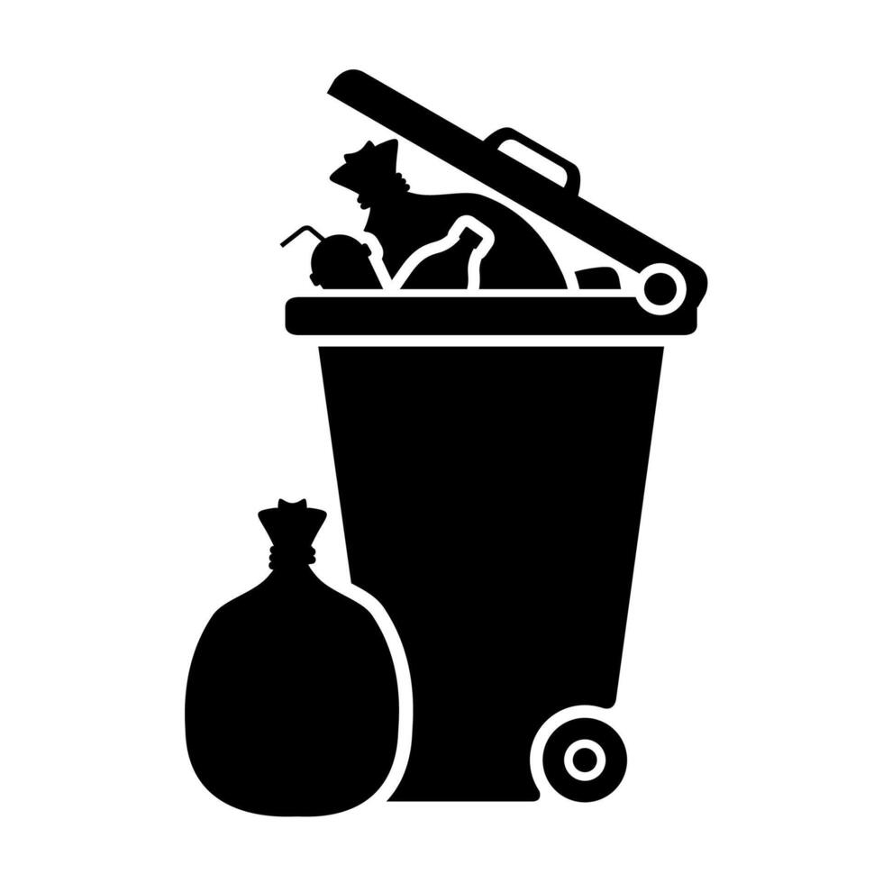 bin, wheelie bin waste for icon black, clip art of dustbin garbage full, trash bin flat for infographics, illustration draw of dumpster recycle bin simple vector