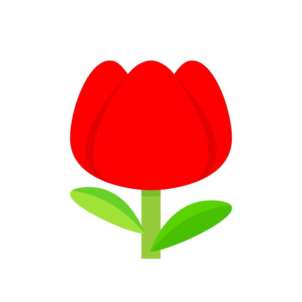 tulip flower red simple isolated on white background, tulips red cartoon for clip art, illustration tulip flower vector