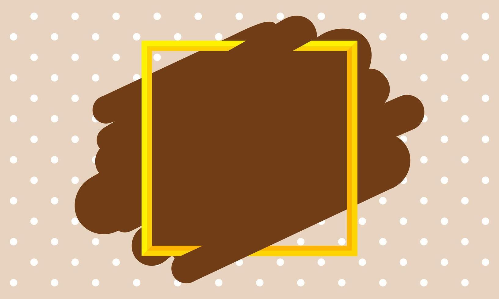 yellow frame on brown brush marks background for banner, square frame on polka dot brown pastel soft for copy space, empty frame for advertisement text, blank advertising ad brown for the media vector