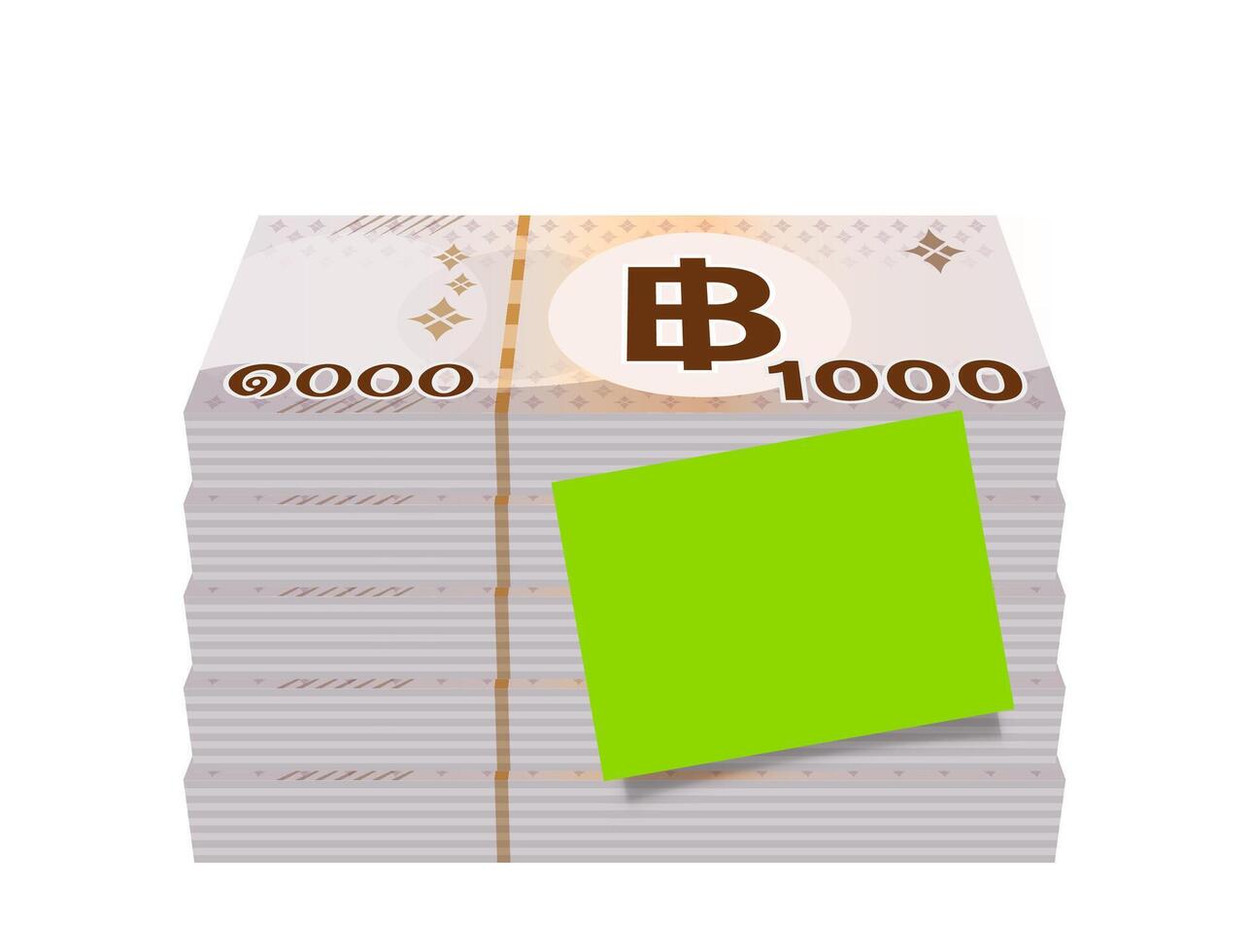 pile banknote money 1000 baht thai and paper note for text write, currency stack of one thousand THB type, bank note money thailand baht for business finance icon, paper money thai isolated on white vector
