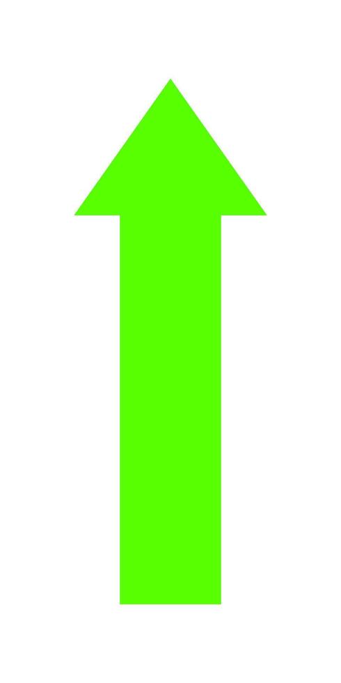 green arrow glowing color for icon isolated on white, arrow green pointer up symbol for direction, simple arrow pointing up for navigation, arrow cursor for digital upload icon vector