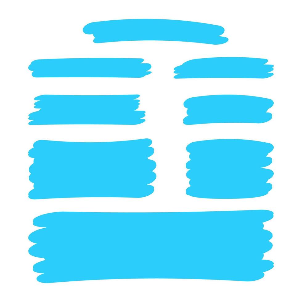 light blue stripes brush paint for scribble marker, brushstroke painting blue pastel soft color, blue watercolor brush art, paintbrush light blue strip paint vector