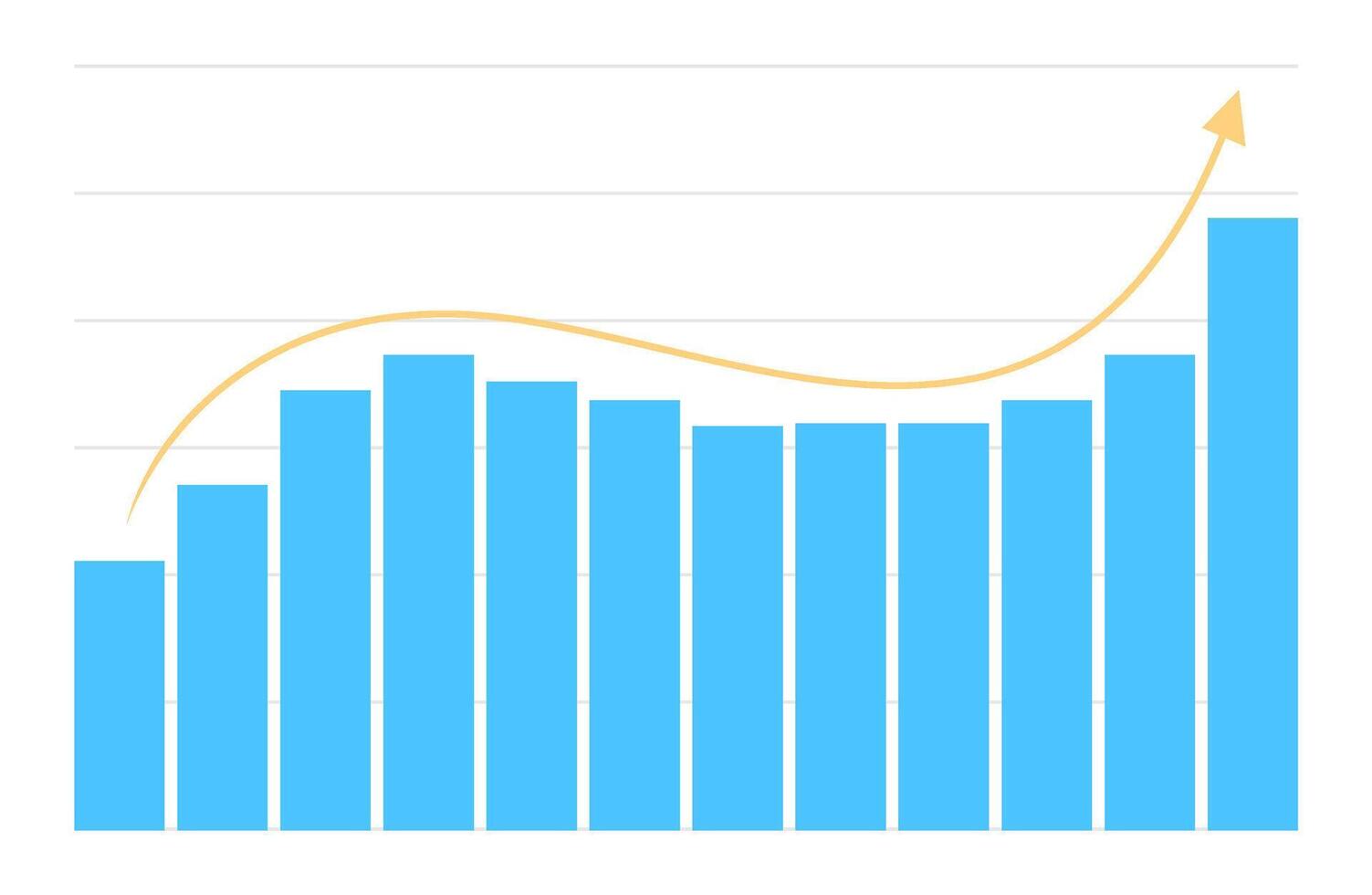 business graph bar blue color and arrow isolatred on white background, graphic graph chart of business growth, graph chart bar and arrow for profit finance report, image graph chart for infographics vector