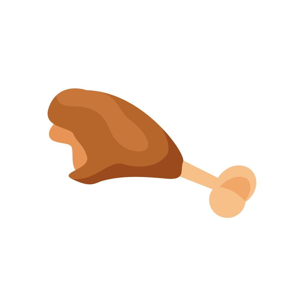 chicken drumstick isolated on white, fried chicken leg leftover for waste food concept, illustration chicken thighs icon fried food, waste food from leftover chicken drumstick vector
