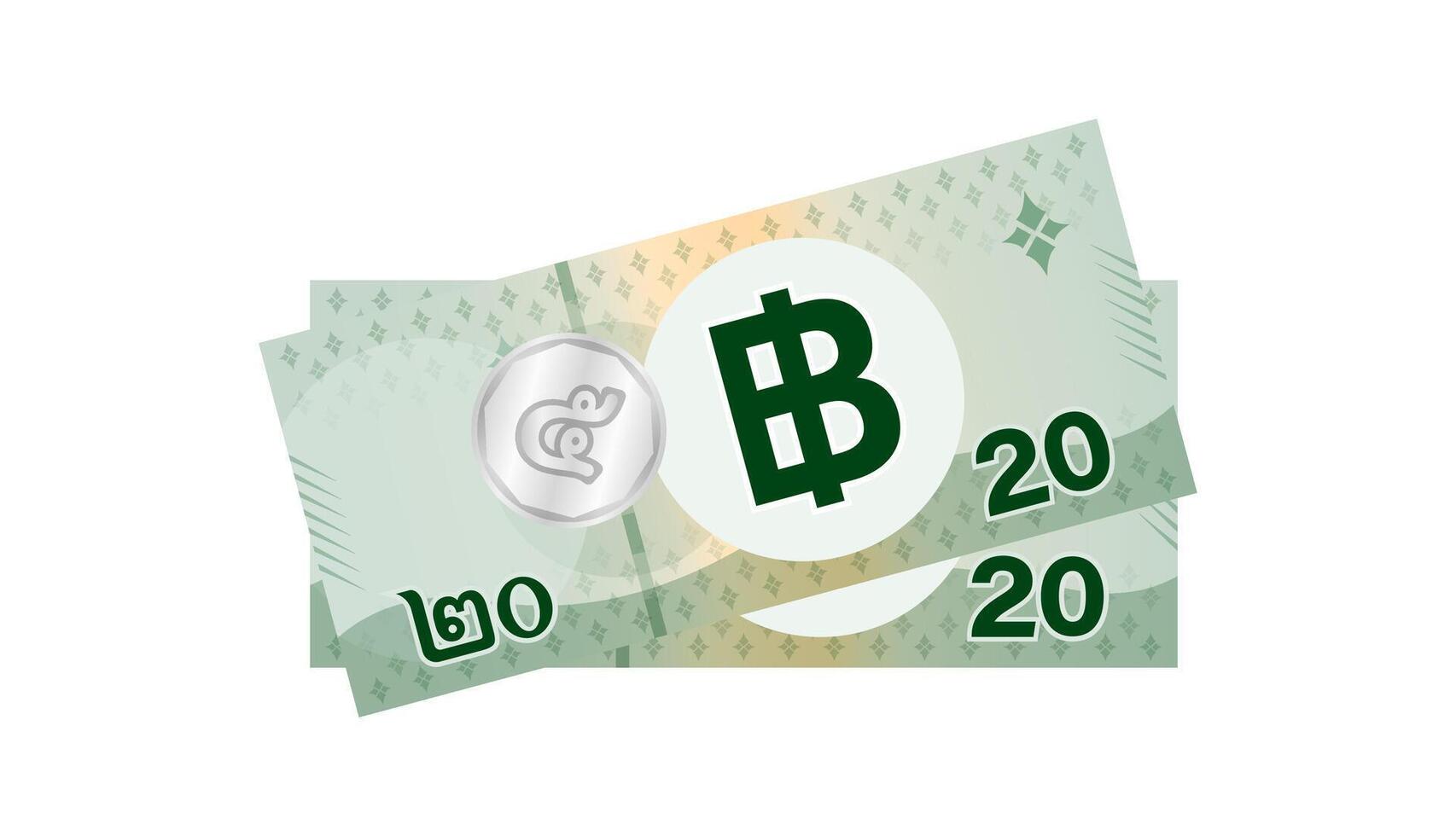 thai banknote money 45 baht isolated on white, thai currency forty five THB concept, money thailand baht for flat icon style vector