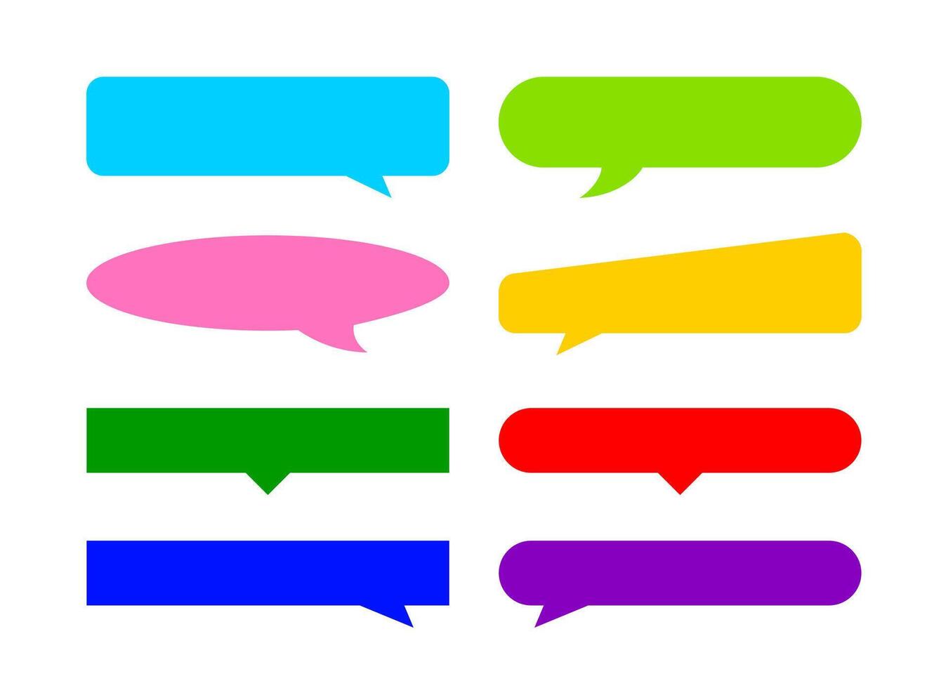 speech bubble horizontal colorful isolated on white, many horizontal frame speech bubble shape, dialog box balloon for text title colorful, discussion chat symbol for banner, various balloon for talk vector