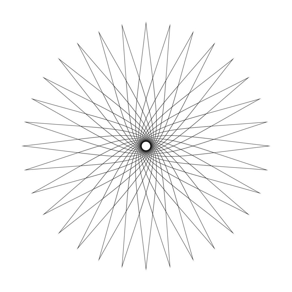 line star shape swirl isolated on white background, radius art lines star swirl and cycle wave, optical line wave twirl black circle, dynamic motion curve of lines flowing wave, lines wave shaped star vector