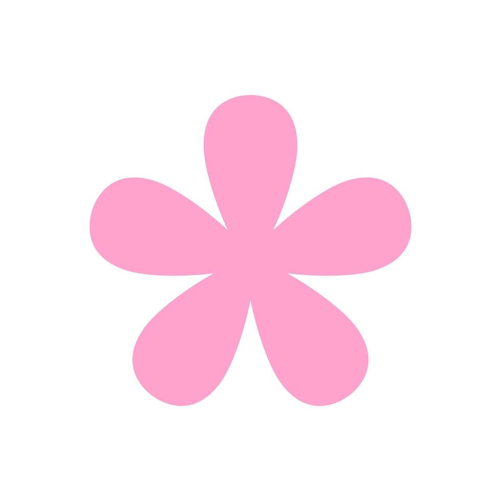 pink flower single isolated on white, petals flower pink for clip art, illustration flower pink for kids, simple flower for card decoration graphic vector