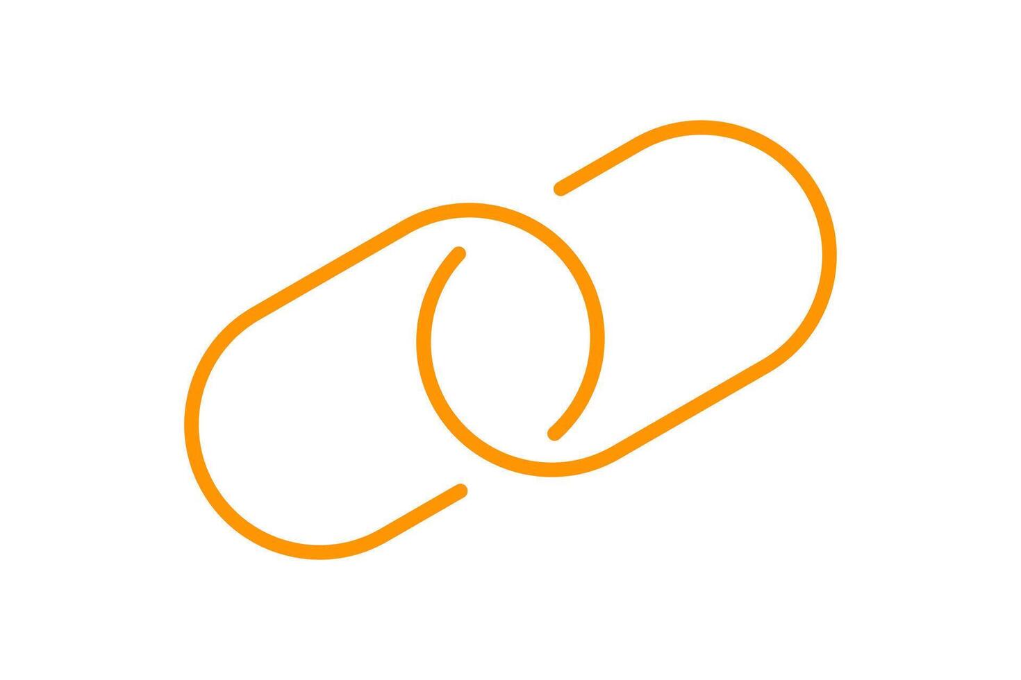 chain link symbol orange for icon, simple hyperlink link chain with line thin style, icon link chain for data ux ui website or mobile application, chain joined symbol for element signal network vector