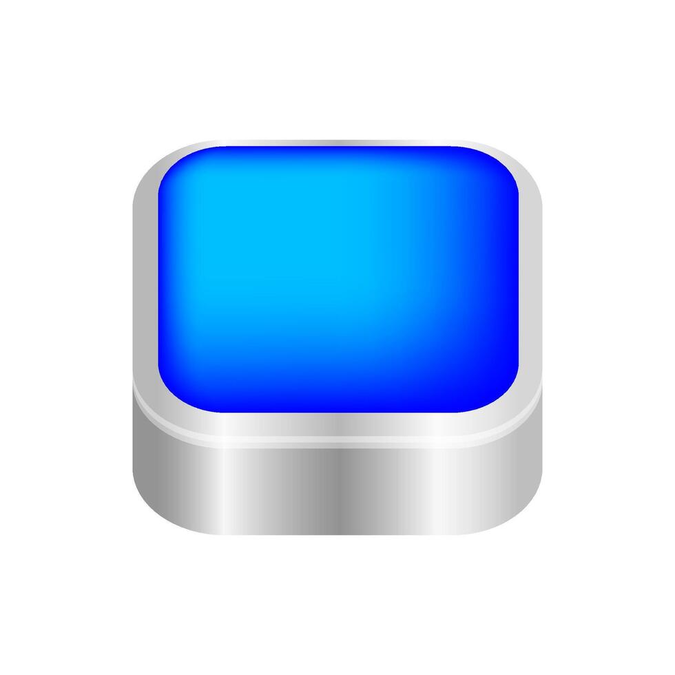 button square shape blue for buttons games play isolated on white, blue modern 3d buttons simple and convex, square button blue flat style icon sign for applications, buttons square for website app vector